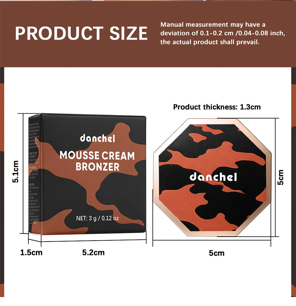 Cream Mousse Contour Bronzer Soft Blend Matte Sculpt Shading Sweat-Resistant Long Wear Natural Even Tone Facial Makeup Cosmetic