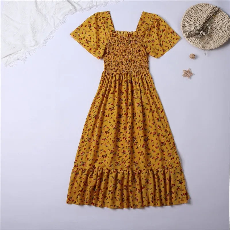 Floral Chiffon Midi Dress