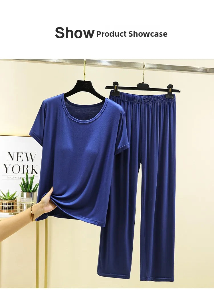 Women's Modal Two-Piece Pajama Set - Loose Lightweight Loungewear