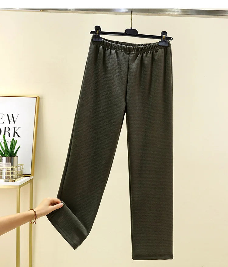 Thickened Double-sided Fleece Straight-leg Pants Women's Winter Sleepwear Sweatpants Casual Comfortable Long Trousers