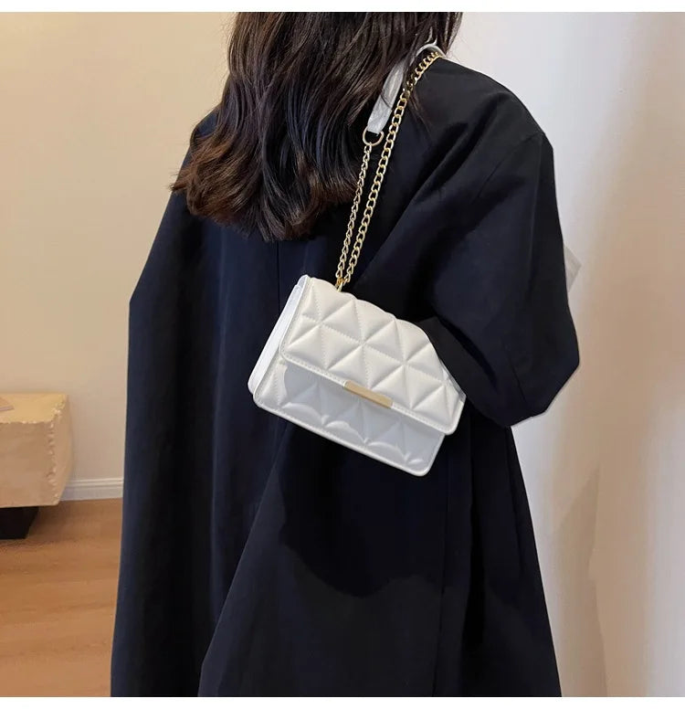 Women Quilted Chain Crossbody Bag Fashion Small Square Shoulder Purse Multi Color Casual Daily Handbag