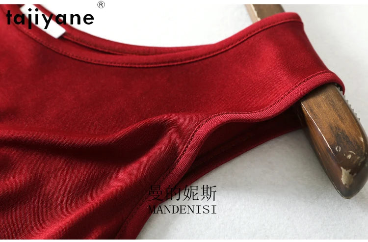 TAJIYANE 70% Mulberry Silk Tank Tops for Woman Elegant Sleeveless Summer Tops 2025 Solid Color Silk Vest Ladies Clothes кроп топ