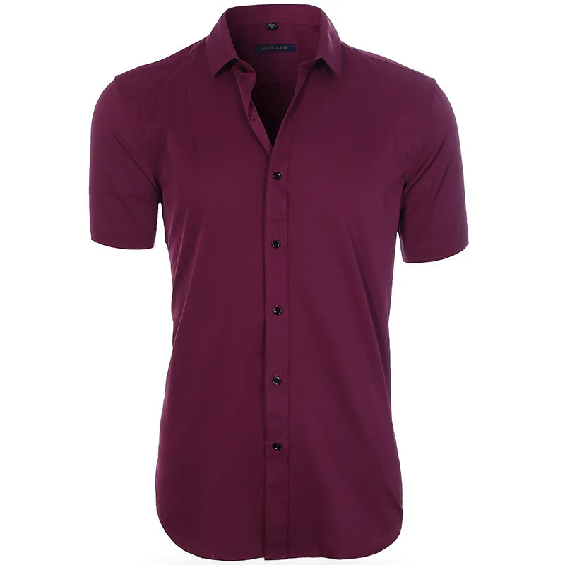 Men's Long Sleeve Dress Shirt Slim Fit Non-Iron Black Business Shirt