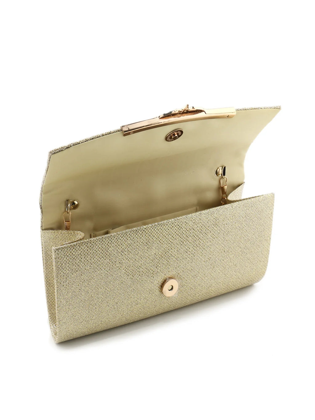 Golden Metal Shoulder Envelope Design Women Evening Bags Ruched Fashion Glitter Clutch Handbags