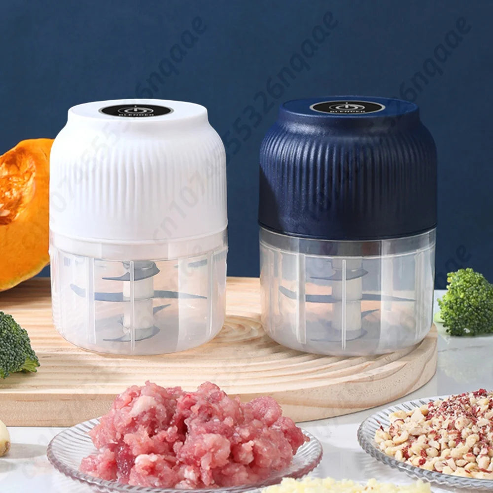 Picadora Eléctrica de Ajo y Verduras, 300ml, Portátil, Inalámbrica, Mini Procesador de Cebolla para Frutos Secos, Chile, Carne Picada y Especias