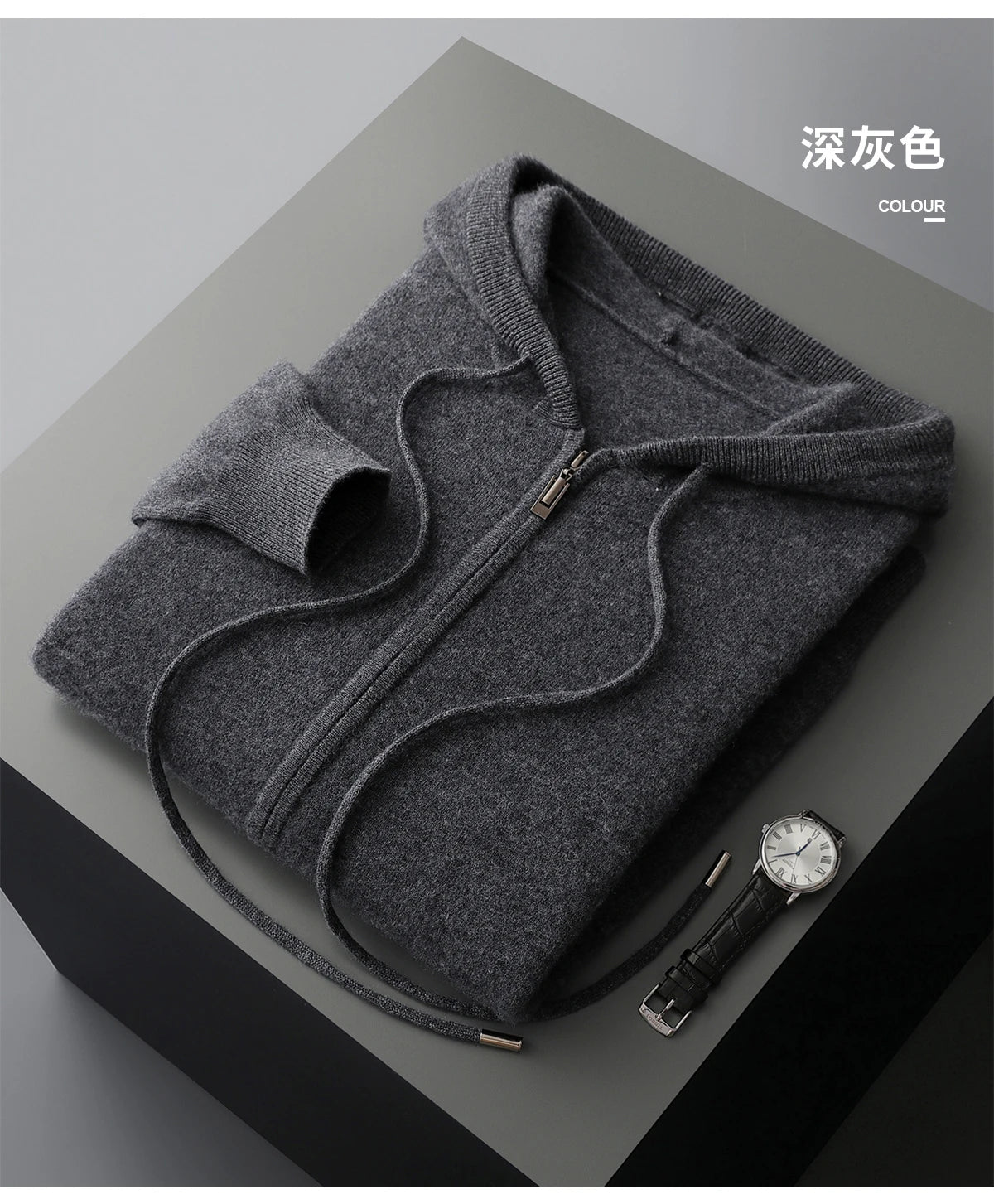 Men's Cashmere Knit Hooded Cardigan Zip Up Sweater For Premium High Quality Warmth And Style