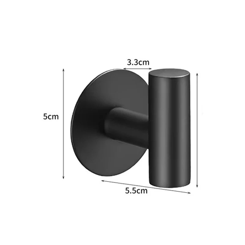 Ganchos de toalla de baño de acero inoxidable 304, ganchos negros para abrigos y batas, ganchos de pared redondos para baño, organizador de cocina, herrajes