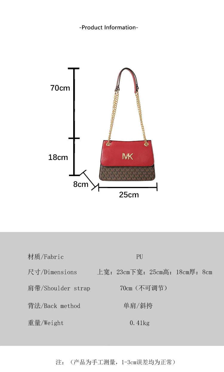 Michael Kors women's casual and fashionable crossbody single shoulder chain bag MK boutique handbag commuting bag