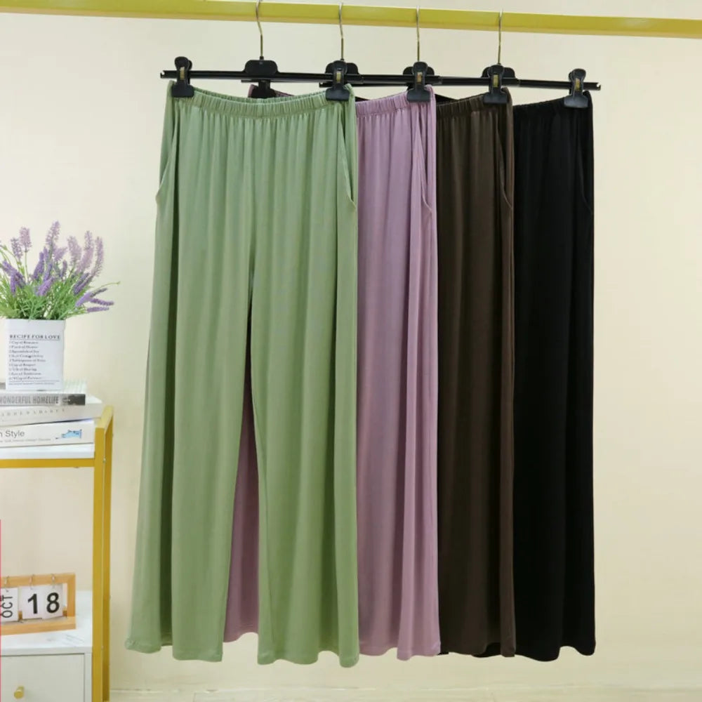 Fdfklak Women's Modal Pajama Pants - High Waist Lounge Sleep Bottoms