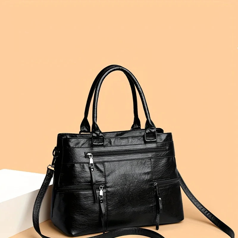 Retro Style Women Tote Bag Spacious, High Quality PU Shoulder/Crossbody Bags with Multiple Pockets, Chic, Ideal for Daily Use