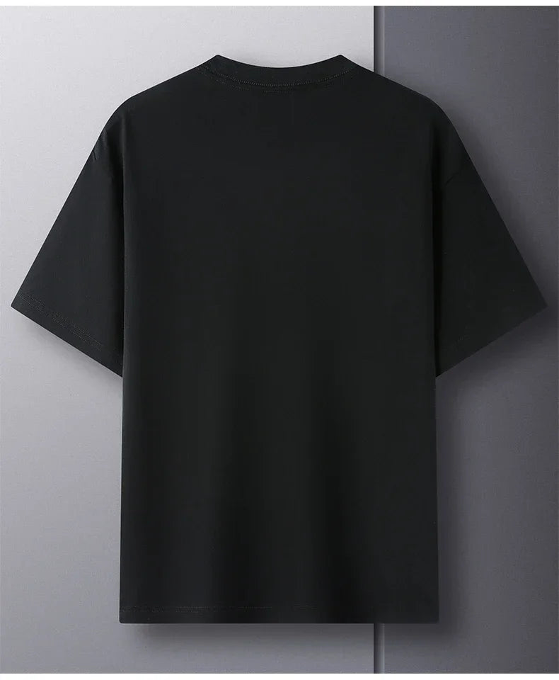 100% Pure Cotton Summer High-end Brand Men's Short Sleeve Round Neck Fashionable Style Half Sleeved Top Breathable T-shirt
