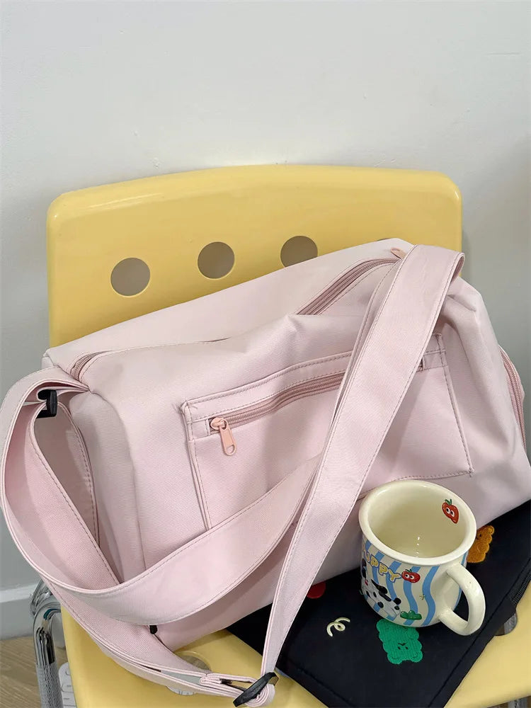 2026 New Women Large Capacity Canvas Crossbody Travel Tote Bag Casual Shoulder Messenger Bag Sports Yoga Satchel Handbags Female