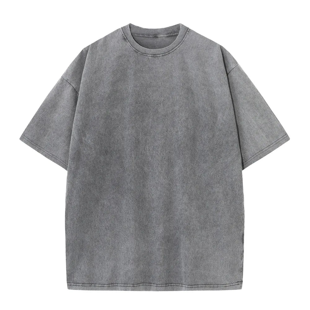 Mens 230G Cotton T Shirt Vintage Washed Short Sleeve Tee For Men Large Size Casual Everyday Wear