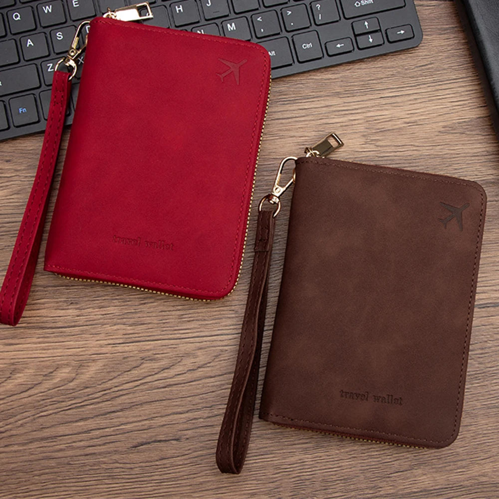Customized name RFID anti-magnetic passport case with zipper for travel passport holder, multi-functional document storage bag