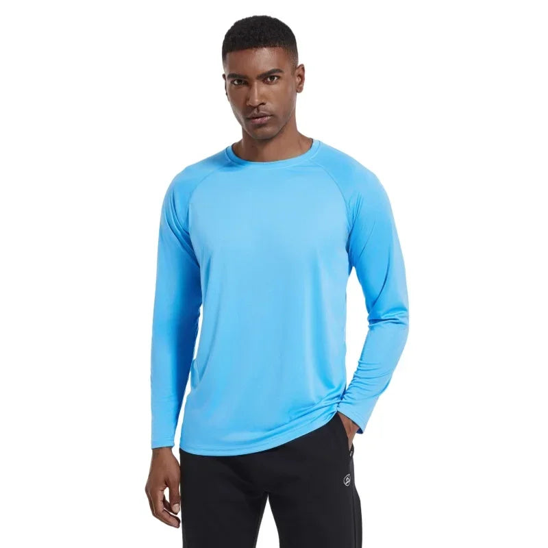 Men's UPF 50+ Sun Protection Long Sleeve T-Shirt - Quick Dry Athletic