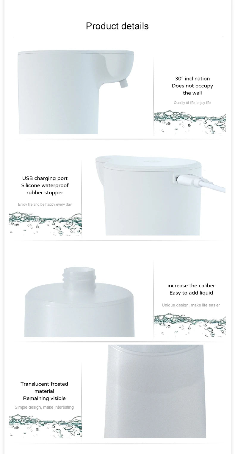Dispensador de jabón automático sin contacto inteligente infrarrojo con espuma, máquina de espuma de limpieza de manos con inducción USB para cocina y baño