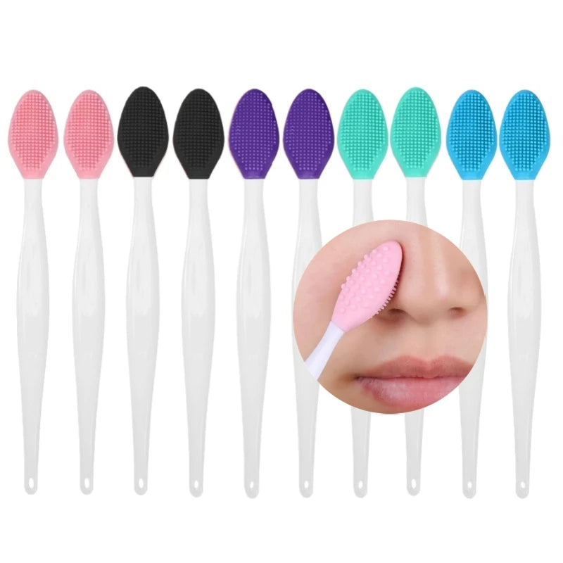 1/5/10Pcs Silicone Facial Cleansing Brush Exfoliating Massage Tools Nose Blackhead Removal Brushes Face Pore Deep Cleaning Wands