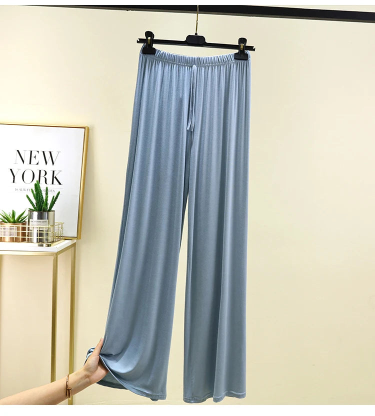 Women's Modal Wide-Leg High-Waisted Lounge Pants - Casual Summer