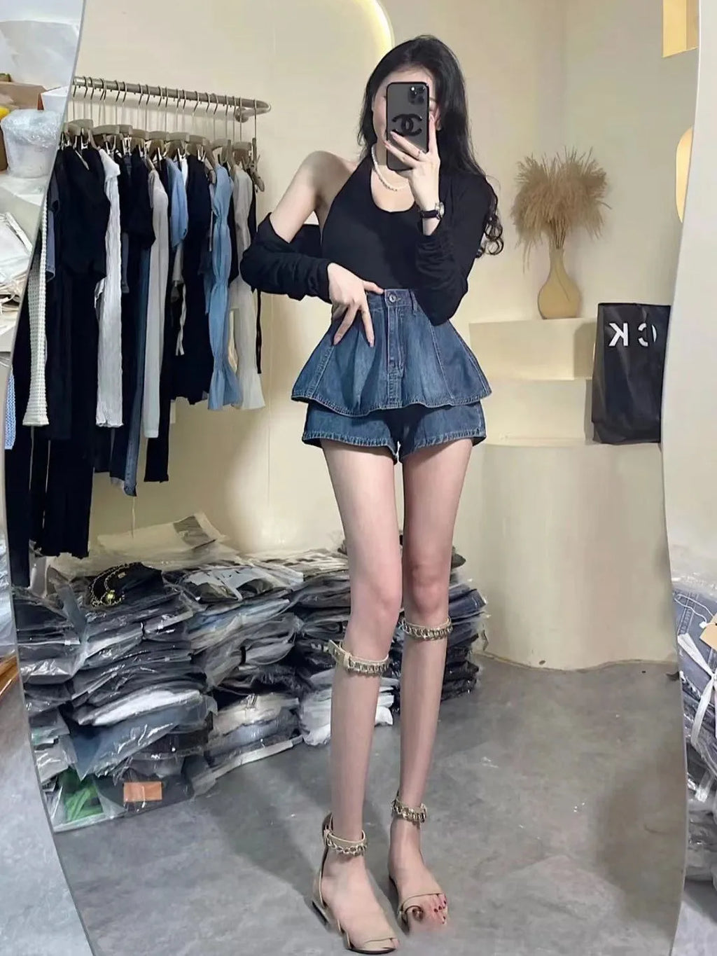 plus Size Retro Denim  Skirt Women's Thin A-Line Cake Skirt Slimming High Waist Jeans Skirt Casual High Waist Skirt