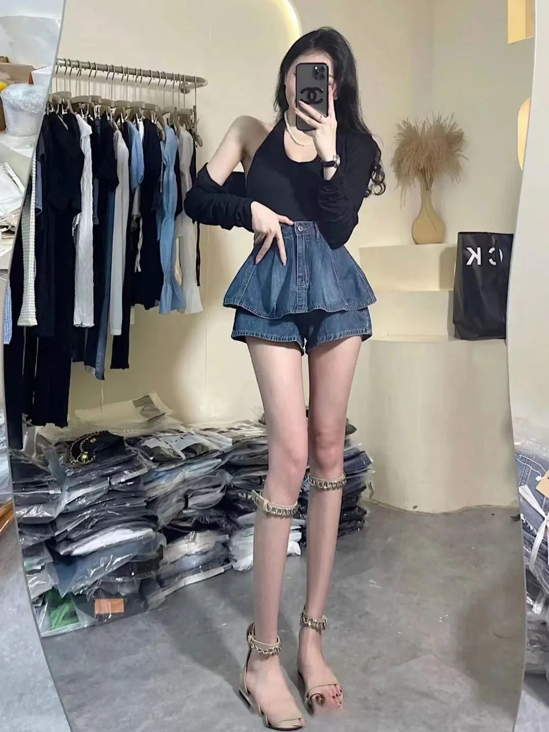 plus Size Retro Denim  Skirt Women's Thin A-Line Cake Skirt Slimming High Waist Jeans Skirt Casual High Waist Skirt