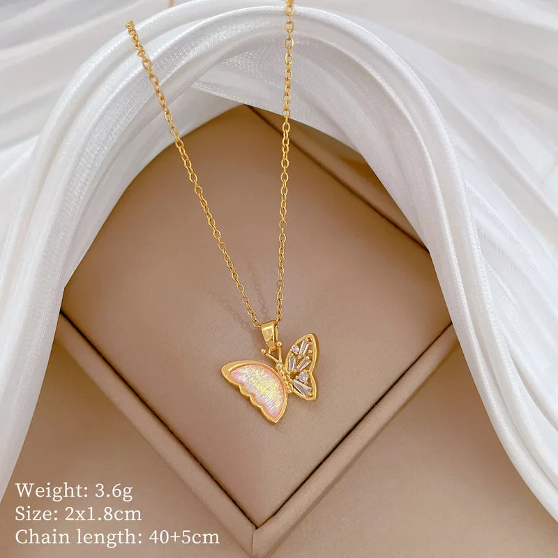 Full Zircon Cross Necklace For Women'S Gold Color Anti-Tarnish Titanium Steel Jewelry