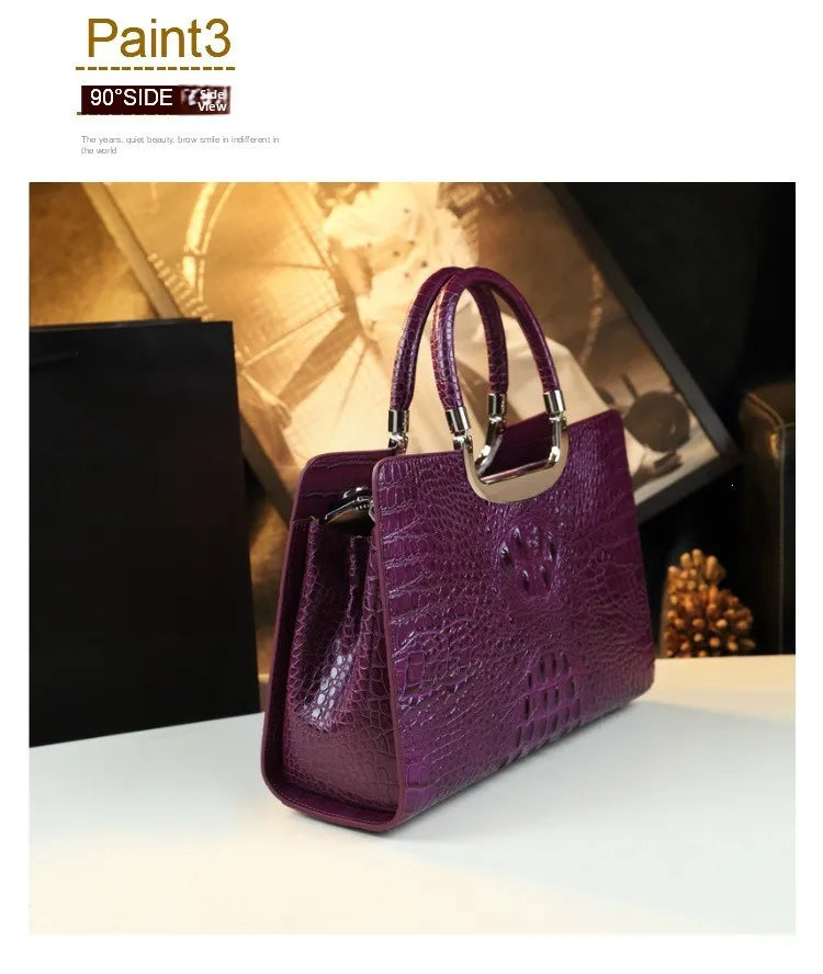 2026 New Ladies Large Tote Business Bag Luxury Leather Crocodile Pattern High Capacity Handbag Single Shoulder Bag for Women