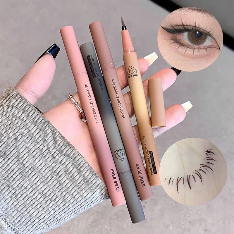 Waterproof Quick Dry Liquid Eyeliner Pen Ultra-fine Matte Black Brown Lasting Lying Silkworm Eyeliner Pencil Natural Eyes Makeup