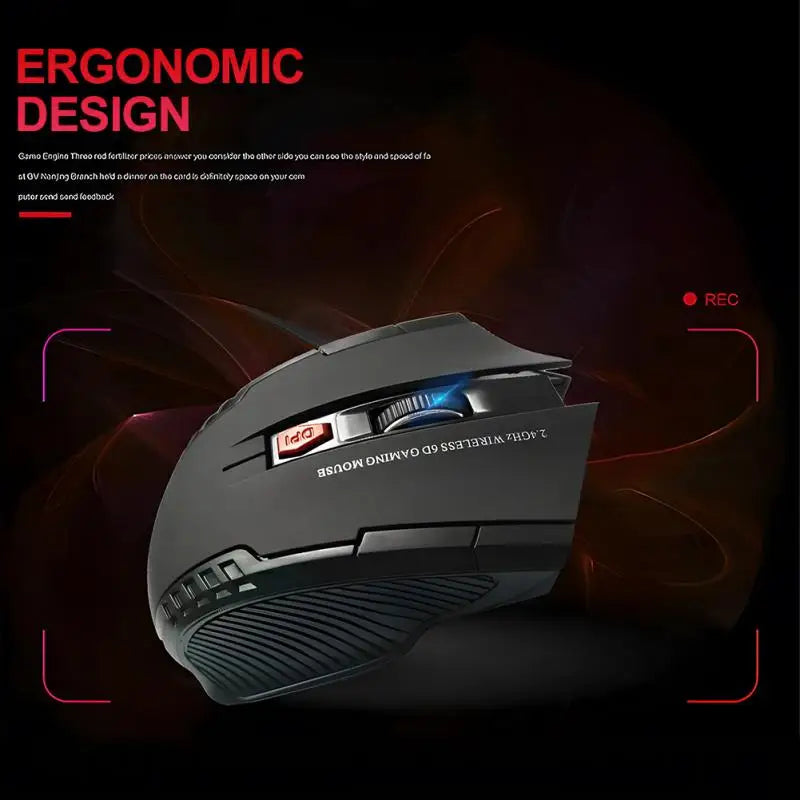 Ratón inalámbrico 2.4G con receptor USB, 6 botones, óptico profesional, ratones inalámbricos USB de desplazamiento a la derecha para PC Gamer portátil