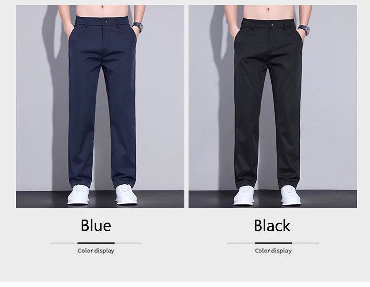 Spring Summer Thin Mens Pants Straight Business Casual Pants Ice Silk Quick Dry Breathable Korean Trousers Fashion Men Clothing