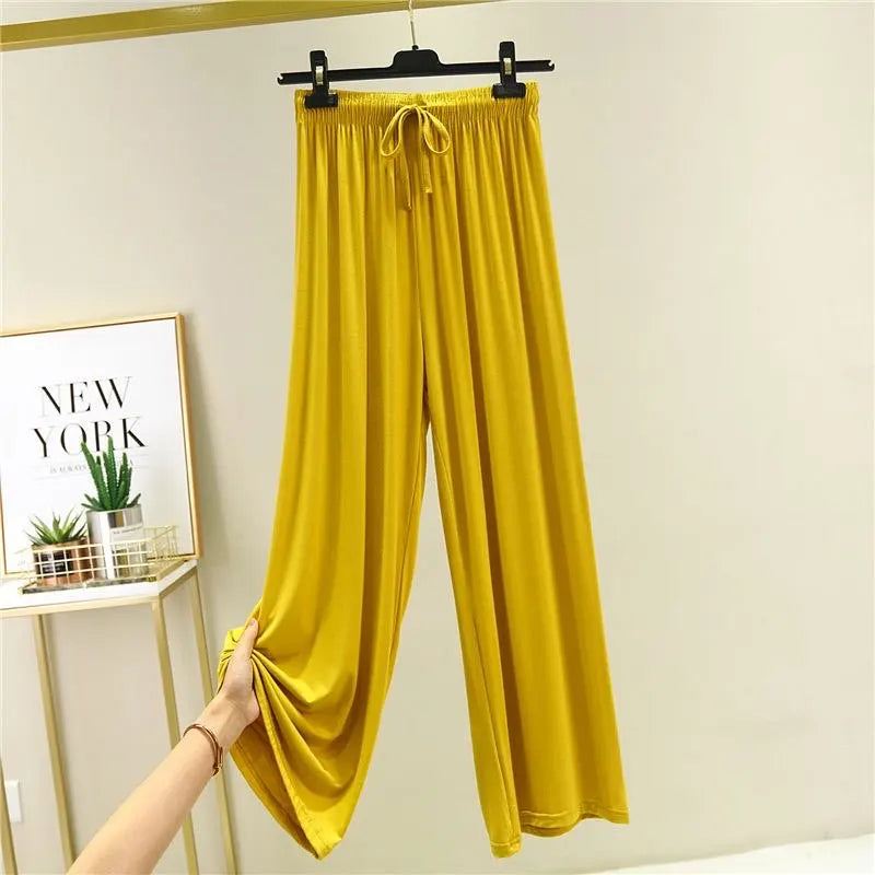 AINICEXIN Women's Wide Leg Pants - High Waist Casual Modal Trousers