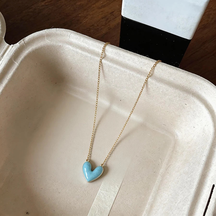 Electroplated Oil Drop Love Pendant Simple and Fashionable Necklace Light Luxury Elegant and High-End Necklace