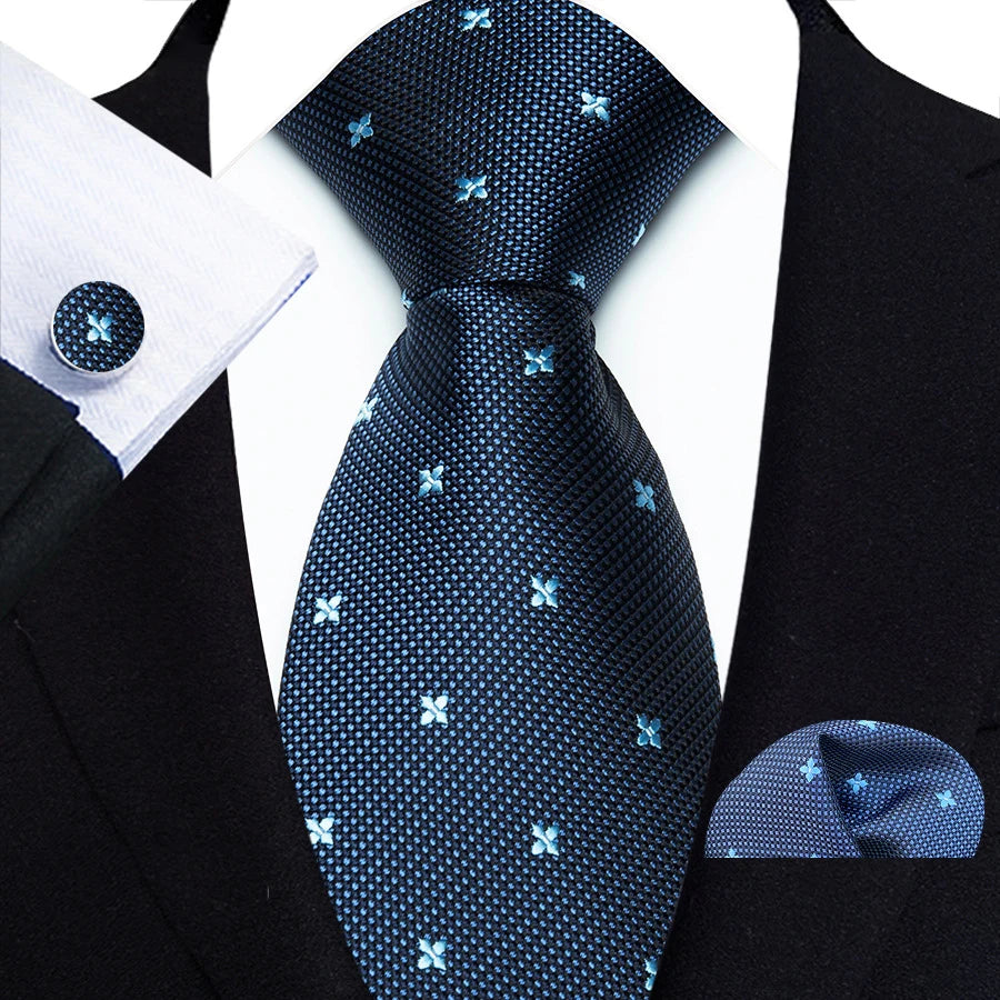 Mens Tie Pink Blue Red Polka Dot Wedding Necktie For Men Designer Hanky Cufflink Tie Set Business Party Daily Wear Accessories