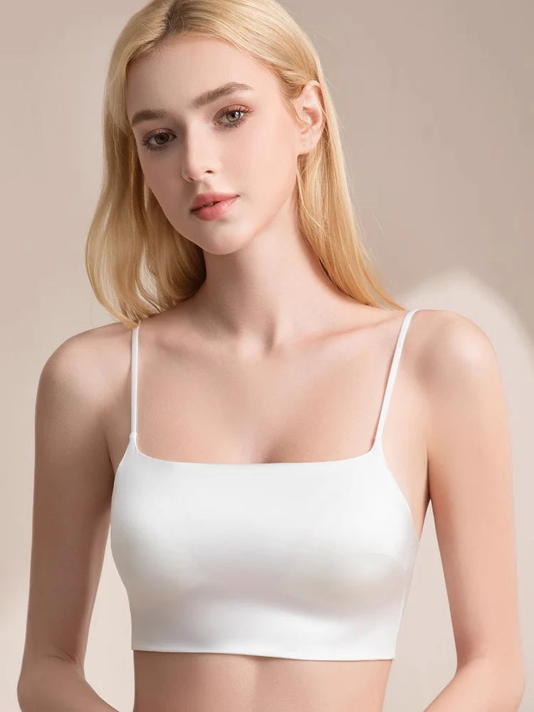 Women's Silk Bra, 93%Silk 7%Spandex Underwear,  Full Cup, Comfortable Female Underwear, Thin padding Brassiere, Camis style