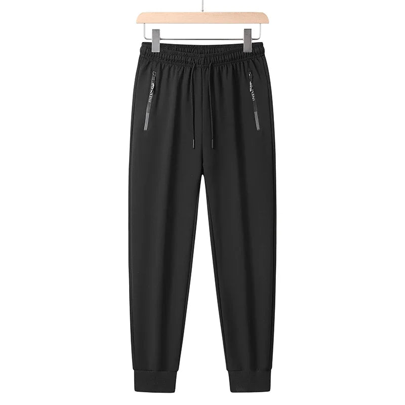 Summer Big Size Men'S Pant Drawstring Stretch Sport Jogger Trouser Male Plus Large Fit Zip Pocket 4Xl 5Xl 6Xl 7Xl 8Xl Grey Black