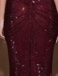 Deat Fashion Gray Hot Drilling Spaghetti Strap Dress Women'S'S Slim Fit Backless Folds Split Floor-Length Dresses New Tide 7Ab8510