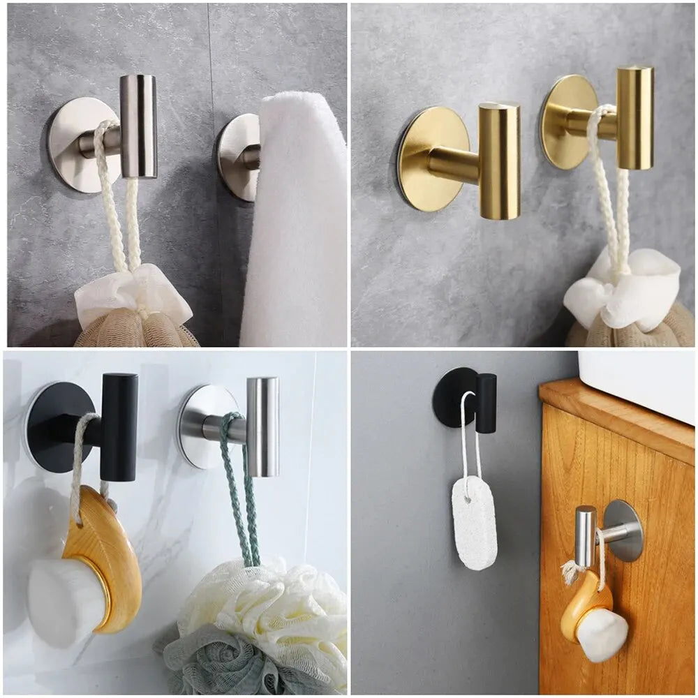 Ganchos Autoadhesivos de Acero Inoxidable Adhesivos de Pared Ganchos Colgantes Soporte para Abrigos Llaves Toallas Bolsos Sombreros Accesorios de Almacenamiento para el Hogar