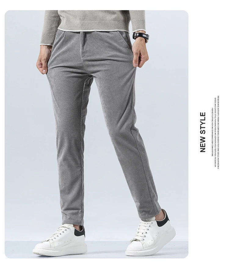 Autumn and Winter Men's Corduroy Trousers New Men's Clothing Stretch Slim Fit Casual Pants Fashion Mens Business Work Pants