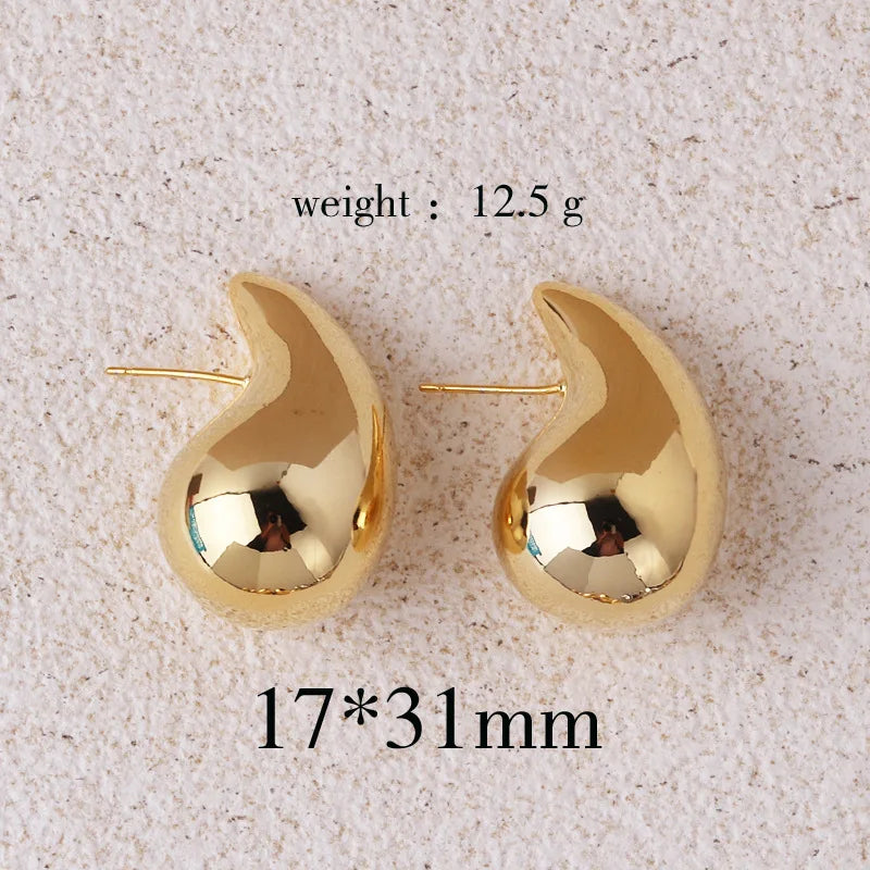 Teardrop Earrings Gold Tone Chunky Waterdrop Design For Women Fashion Jewelry 2024 Trend