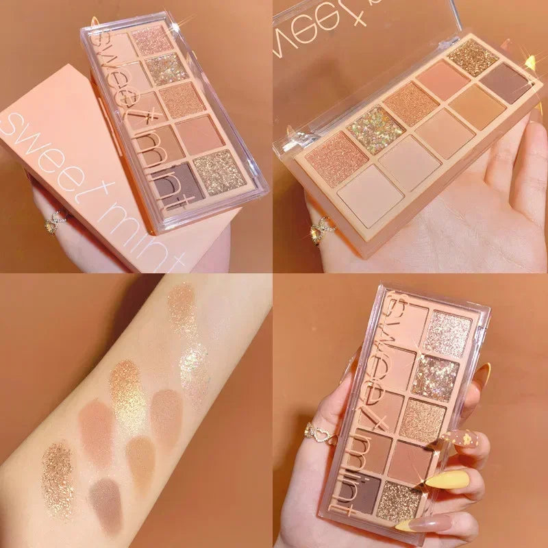 10 Colors Eye Shadow Palette Glitter Pearly Eyeshadow Nude Shiny Long Lasting Waterproof Charming Eyes Make Up Palette Cosmetics