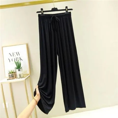 AINICEXIN Women's Wide Leg Pants - High Waist Casual Modal Trousers