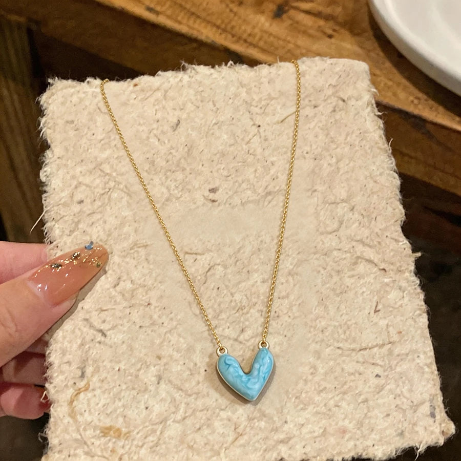 Electroplated Oil Drop Love Pendant Simple and Fashionable Necklace Light Luxury Elegant and High-End Necklace