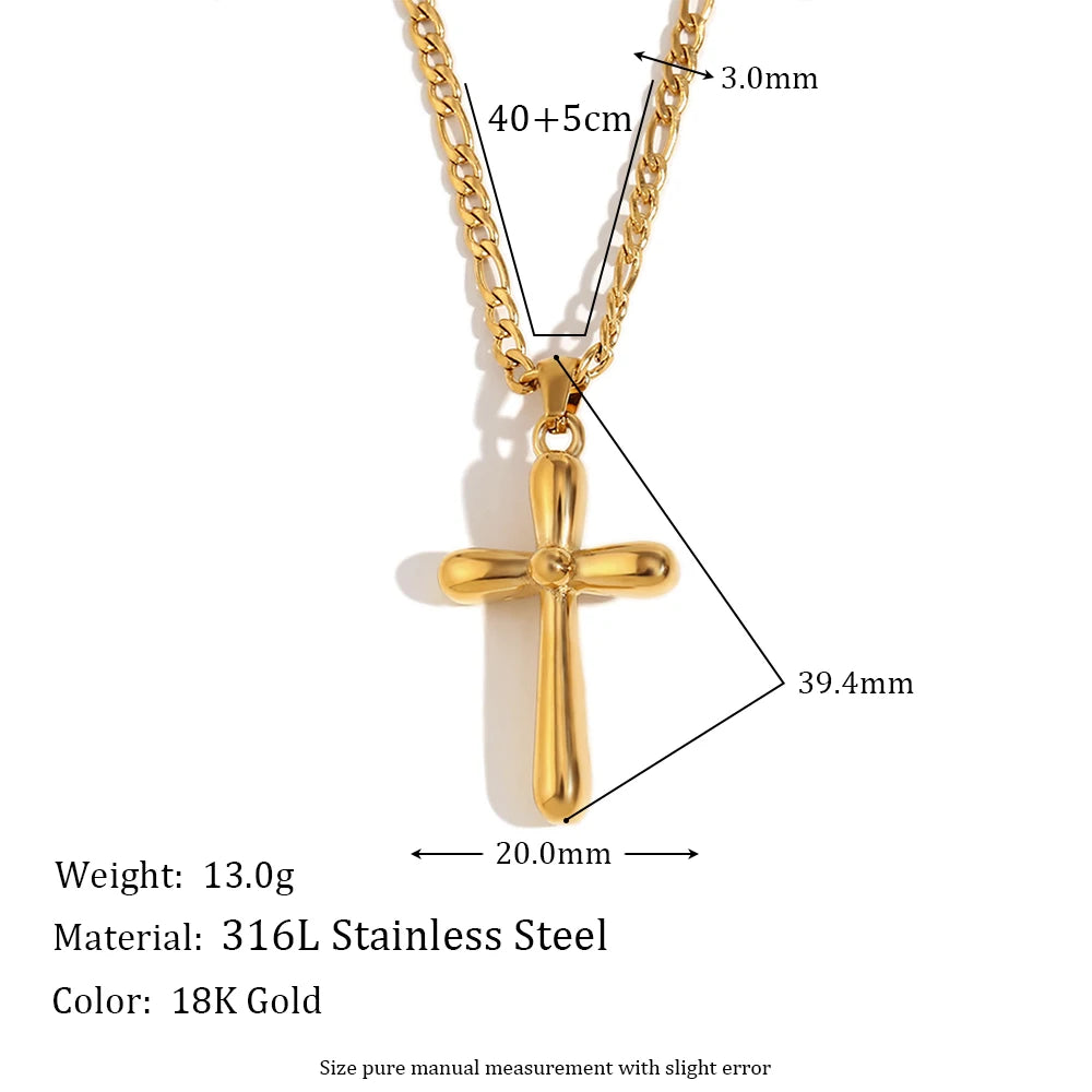 E.B.Belle Fashion Style Luxury Clear Zircon Cross Series Pendant Necklace 18K Gold Plated Stainless Steel Women'S Jewelry