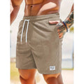 Summer Men's Solid Corduroy Shorts with Drawstring Casual Elastic Waist Fit for Outdoor Daily Activities Streetwear