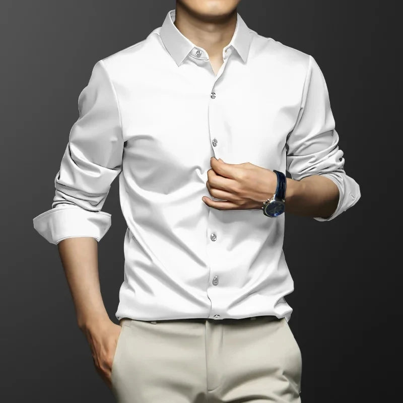 New Stretch Anti-Wrinkle Men'S Shirts Long Sleeve Dress Shirts For Men Slim Fit Camisa Social Business Blouse White Shirt S-6Xl