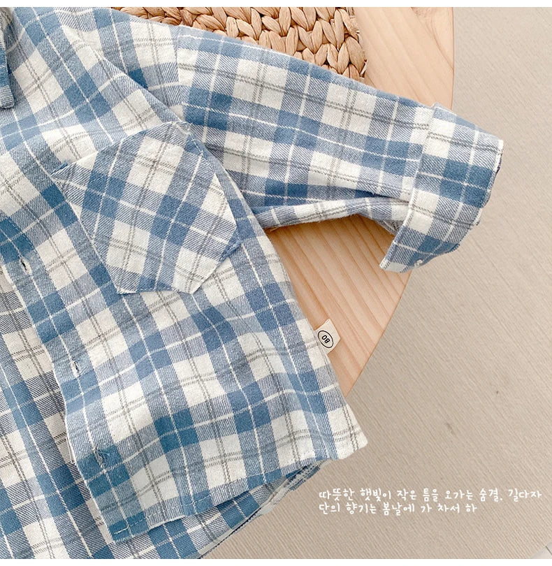 IENENS Kids Shirt Clothes Spring Thin Blouses Clothing Infant Boy Plaid Cotton Tops 1 2 3 4 Years Kids Long Sleeves Shirt