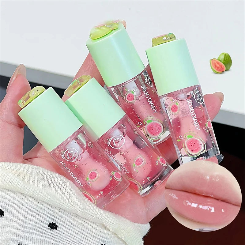 Guava Peach Lip Oil Plump Moisturizing Non-sticky Hydrating Lip Gloss Long-lasting Clear Liquid Lip Balm Make Up Korean Beauty