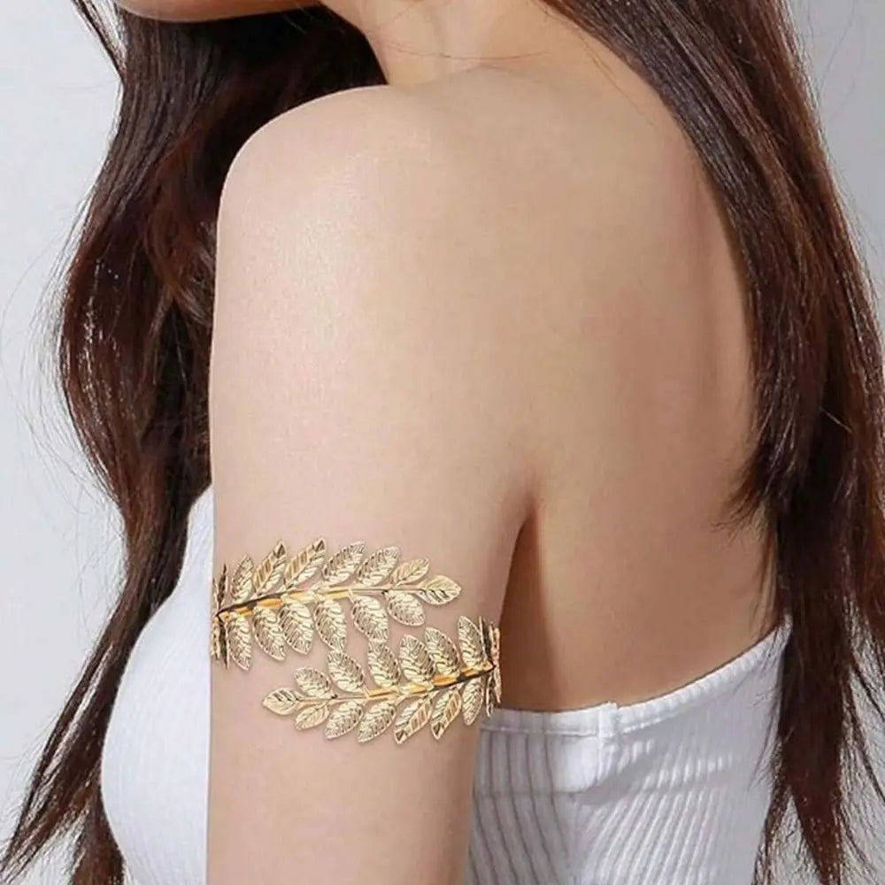 Baroque Women'S'S Wedding Jewelry Set Gold Leaf Design Greek Goddess Hair Jewelry Bracelet Bridal Earrings Rhinestone Jewelry Set