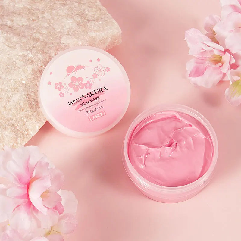 LAIKOU Japan Sakura 7PCS Skincare Set Cleanser Serum Eye Cream Mud Mask Lip Mask Sleeping Mask Hydrating Brightening