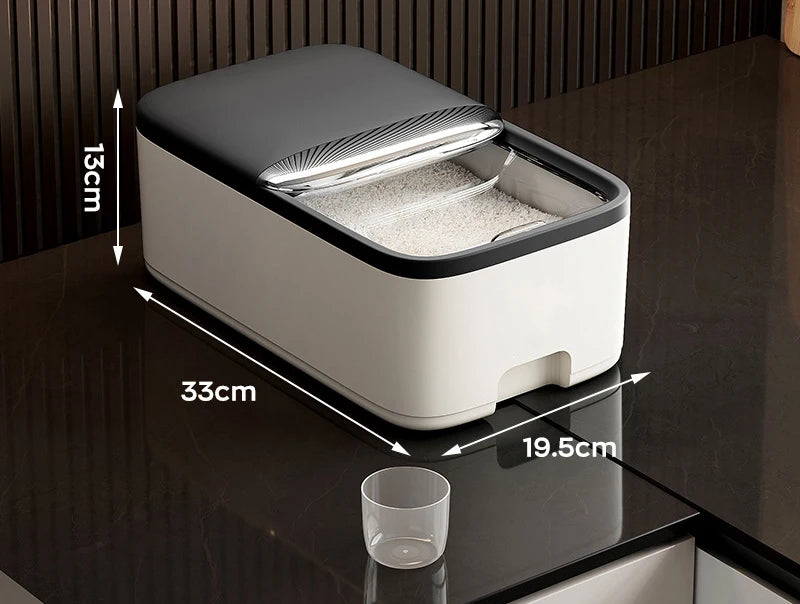 Caja de almacenamiento de arroz de 10 kg para el hogar con tapa, a prueba de insectos y humedad, caja de arroz, tarro sellado para granos, contenedor de cocina para almacenar granos secos