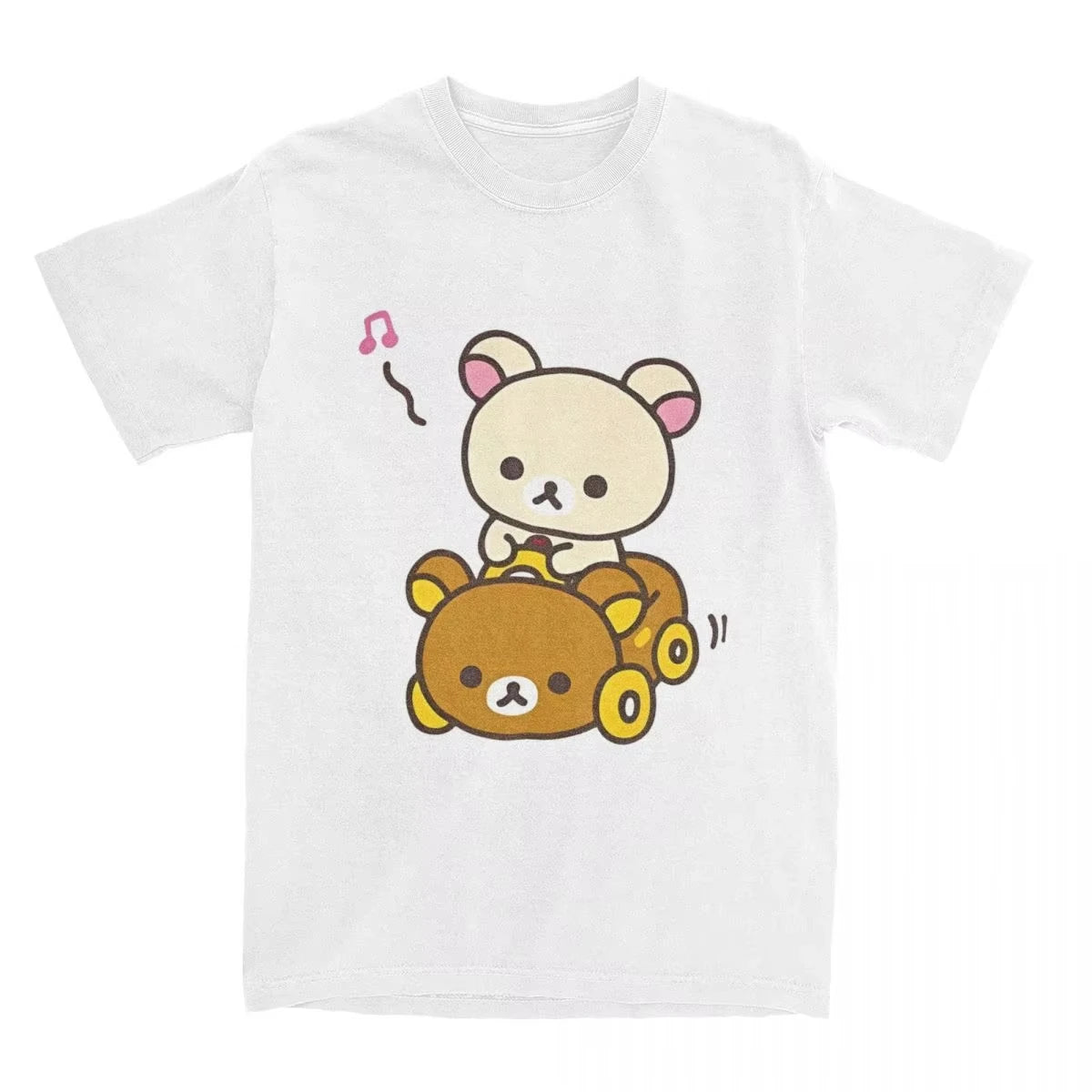 2026 NEW Car Drive Rilakkuma T-Shirt for Men Women Hipster Cotton Tee Shirt O Neck Short Sleeve T Shirt Plus Size Clothing